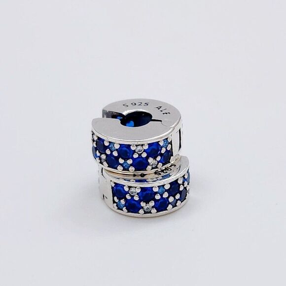 Pandora Pave Blue Clip Charms - Picture 3 of 5